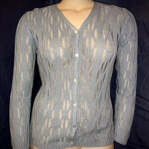 Studio Works Light Blue Open-Knit Cardigan